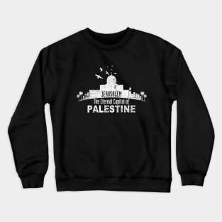 Jerusalem the Eternal Capital of Palestine will be Free Palestinian Hatta Keffiyeh Pattern - wht Crewneck Sweatshirt